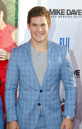 Adam DeVine at the Los Angeles premiere of 'Mike And Dave Need Wedding Dates' held at the ArcLight Cinemas in Hollywood, USA on June 29, 2016.のeditorial素材