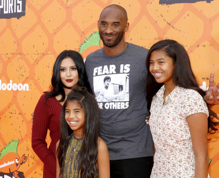 Kobe Bryant, Vanessa Bryant, Gianna Maria Onore Bryant and Natalia Diamante Bryant at the Nickelodeon Kids' Choice Sports Awards 2016 held at the UCLA's Pauley Pavilion in Westwood, USA on July 14, 2016.のeditorial素材