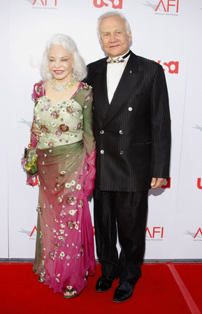 Buzz Aldrin and Lois Driggs Cannon at the 36th AFI Life Achievement Award held at the Kodak Theater in Hollywood, USA on June 12, 2008.のeditorial素材