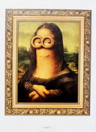 Minions famous artists homage posters in Hollywood, USA.のeditorial素材