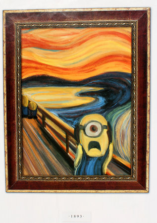 Minions famous artists homage posters in Hollywood, USA.のeditorial素材