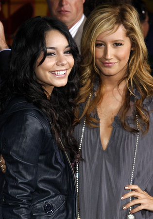 Ashley Tisdale and Vanessa Hudgens at the DVD Premiere of "High School Musical 2" held at the El Capitan Theater in Hollywood, USA on November 19, 2007.のeditorial素材