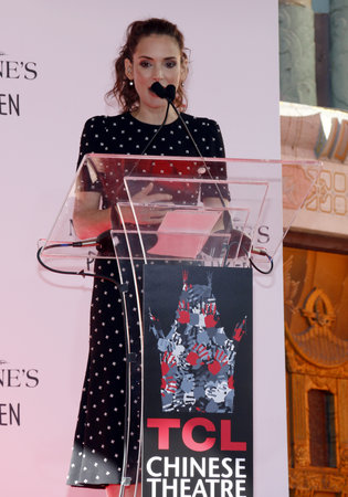 Winona Ryder at the Tim Burton Hand And Footprint Ceremony held at the TCL Chinese Theater in Hollywood, USA on September 8, 2016.のeditorial素材