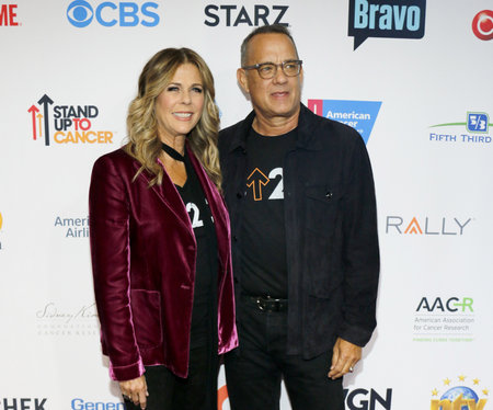 Tom Hanks and Rita Wilson at the 5th Biennial Stand Up To Cancer held at the Walt Disney Concert Hall in Los Angeles, USA on September 9, 2016.のeditorial素材