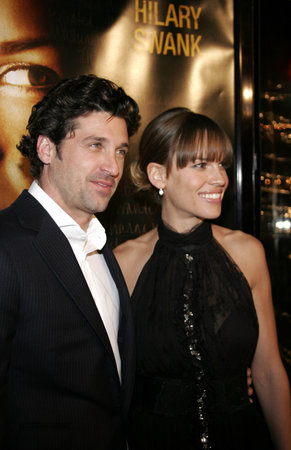Patrick Dempsey and Hilary Swank at the Los Angeles premiere of "Freedom Writers" held at the Mann Village Theater in Westwood, USA on January 4, 2007.のeditorial素材