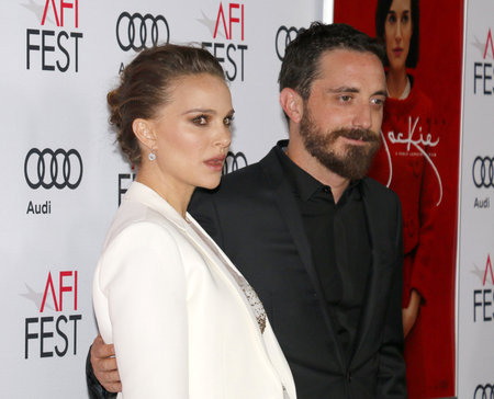 Pablo Larrain and Natalie Portman at the AFI FEST 2016 Centerpiece Gala Screening of 'Jackie' held at the TCL Chinese Theatre in Hollywood, USA on November 14, 2016.のeditorial素材