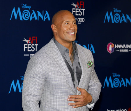 Dwayne Johnson at the AFI FEST 2016 Premiere of 'Moana' held at the El Capitan Theatre in Hollywood, USA on November 14, 2016.のeditorial素材