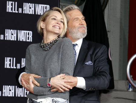 Sharon Stone and Jeff Bridges at Jeff Bridges Hand And Footprint Ceremony held at the TCL Chinese Theatre in Hollywood, USA on January 6, 2017.のeditorial素材