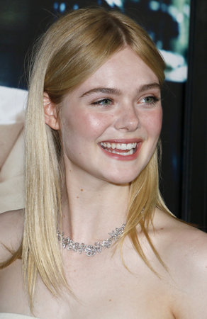 Elle Fanning at the Los Angeles premiere of 'Live By Night' held at the TCL Chinese Theatre in Hollywood, USA on January 9, 2017.のeditorial素材