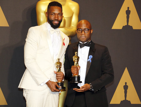 Tarell Alvin McCraney and Barry Jenkins at the 89th Annual Academy Awards - Press Room held at the Hollywood and Highland Center in Hollywood, USA on February 26, 2017.のeditorial素材