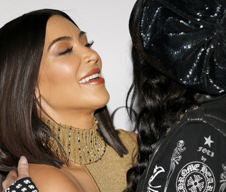 Cher and Kim Kardashian West at the Los Angeles premiere of 'The Promise' held at the TCL Chinese Theatre in Hollywood, USA on April 12, 2017.のeditorial素材