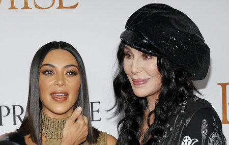Kim Kardashian West and Cher at the Los Angeles premiere of 'The Promise' held at the TCL Chinese Theatre in Hollywood, USA on April 12, 2017.のeditorial素材