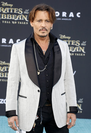 Johnny Depp at the U.S. premiere of 'Pirates Of The Caribbean: Dead Men Tell No Tales' held at the Dolby Theatre in Hollywood, USA on May 18, 2017.のeditorial素材