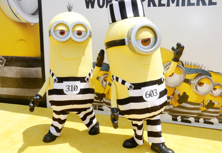 Minions at the World premiere of 'Despicable Me 3' held at the Shrine Auditorium in Los Angeles, USA on June 24, 2017.のeditorial素材