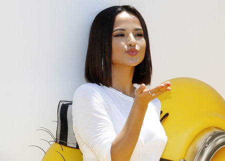 Becky G at the World premiere of 'Despicable Me 3' held at the Shrine Auditorium in Los Angeles, USA on June 24, 2017.のeditorial素材