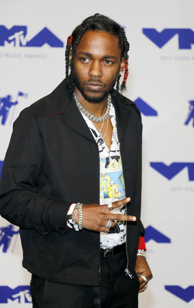 Kendrick Lamar at the 2017 MTV Video Music Awards held at the Forum in Inglewood, USA on August 27, 2017.のeditorial素材