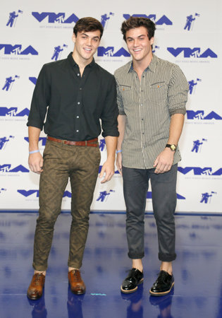 Grayson Dolan and Ethan Dolan at the 2017 MTV Video Music Awards held at the Forum in Inglewood, USA on August 27, 2017.のeditorial素材