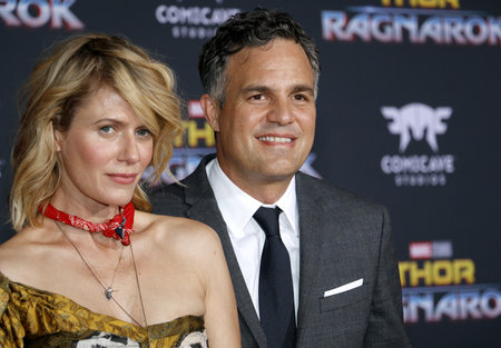 Mark Ruffalo and Sunrise Coigney at the World premiere of 'Thor: Ragnarok' held at the El Capitan Theatre in Hollywood, USA on October 10, 2017.のeditorial素材