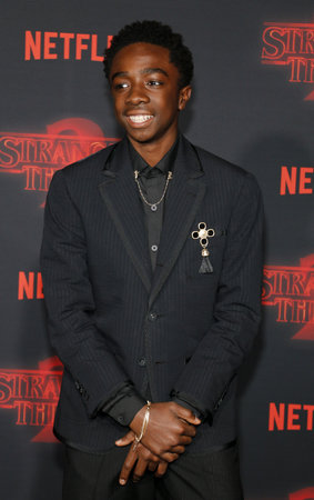 Caleb McLaughlin at the Netflix's season 2 premiere of 'Stranger Things' held at the Regency Village Theatre in Westwood, USA on October 26, 2017.のeditorial素材