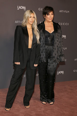 Kris Jenner and Kim Kardashian West at the 2017 LACMA Art + Film Gala held at the LACMA in Los Angeles, USA on November 4, 2017.のeditorial素材