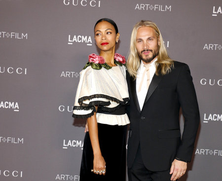Zoe Saldana and Marco Perego at the 2017 LACMA Art + Film Gala held at the LACMA in Los Angeles, USA on November 4, 2017.のeditorial素材