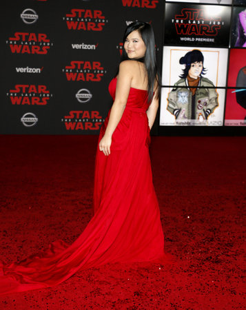 Kelly Marie Tran at the World premiere of 'Star Wars: The Last Jedi' held at the Shrine Auditorium in Los Angeles, USA on December 9, 2017.のeditorial素材