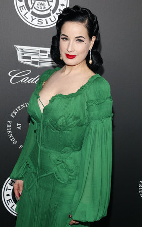 Dita Von Teese at the Art Of Elysium's 11th Annual Heaven Celebration held at the Barker Hangar in Santa Monica, USA on January 6, 2018.のeditorial素材