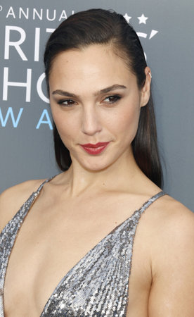 Gal Gadot at the 23rd Annual Critics' Choice Awards held at the Barker Hangar in Santa Monica, USA on January 11, 2018.のeditorial素材