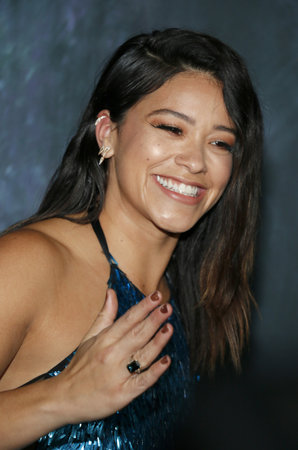Gina Rodriguez at the Los Angeles premiere of 'Annihilation' held at the Regency Village Theater in Westwood, USA on February 13, 2018.のeditorial素材