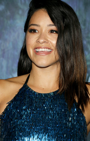 Gina Rodriguez at the Los Angeles premiere of 'Annihilation' held at the Regency Village Theater in Westwood, USA on February 13, 2018.のeditorial素材