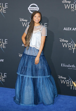 Storm Reid at the Los Angeles premiere of 'A Wrinkle In Time' held at the El Capitan Theater in Hollywood, USA on February 26, 2018.のeditorial素材