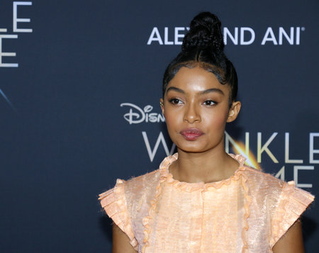 Yara Shahidi at the Los Angeles premiere of 'A Wrinkle In Time' held at the El Capitan Theater in Hollywood, USA on February 26, 2018.のeditorial素材
