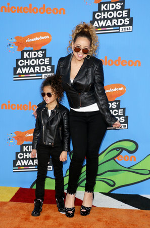 Mariah Carey and Monroe Cannon at the Nickelodeon's 2018 Kids' Choice Awards held at the Forum in Inglewood, USA on March 24, 2018.のeditorial素材