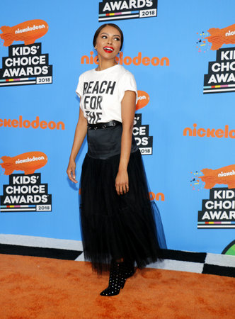 Kat Graham at the Nickelodeon's 2018 Kids' Choice Awards held at the Forum in Inglewood, USA on March 24, 2018.のeditorial素材