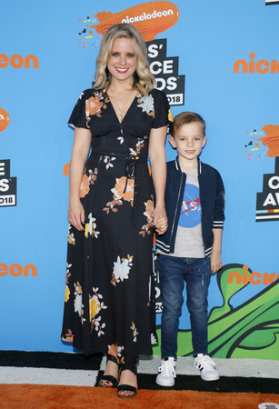 Allison Munn and Nathan Powell Holroyd at the Nickelodeon's 2018 Kids' Choice Awards held at the Forum in Inglewood, USA on March 24, 2018.のeditorial素材