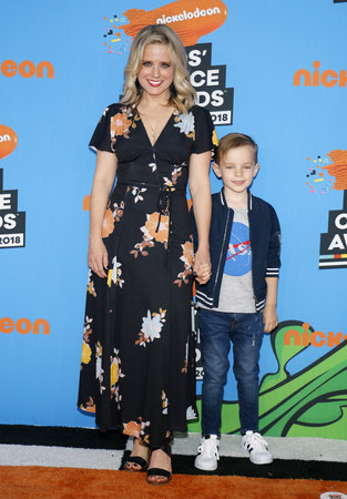 Allison Munn and Nathan Powell Holroyd at the Nickelodeon's 2018 Kids' Choice Awards held at the Forum in Inglewood, USA on March 24, 2018.のeditorial素材
