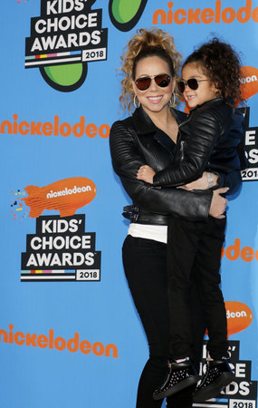Mariah Carey and Monroe Cannon at the Nickelodeon's 2018 Kids' Choice Awards held at the Forum in Inglewood, USA on March 24, 2018.のeditorial素材