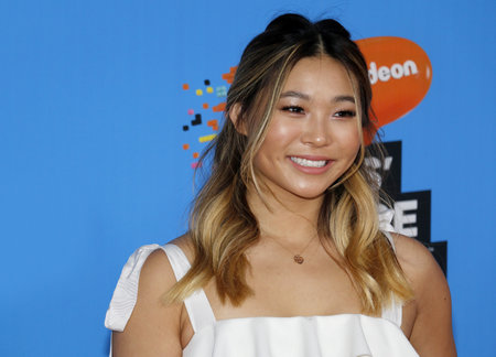 Chloe Kim at the Nickelodeon's 2018 Kids' Choice Awards held at the Forum in Inglewood, USA on March 24, 2018.のeditorial素材