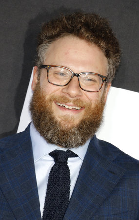 Seth Rogen at the Los Angeles premiere of 'Blockers' held at the Regency Village Theatre in Westwood, USA on April 3, 2018.のeditorial素材