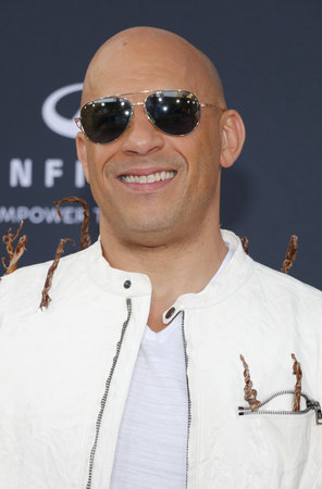 Vin Diesel at the premiere of Disney and Marvel's 'Avengers: Infinity War' held at the El Capitan Theatre in Hollywood, USA on April 23, 2018.のeditorial素材