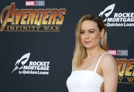 Brie Larson at the premiere of Disney and Marvel's 'Avengers: Infinity War' held at the El Capitan Theatre in Hollywood, USA on April 23, 2018.のeditorial素材