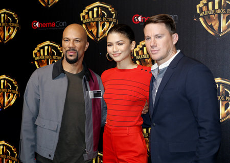 Common, Zendaya and Channing Tatum at the 2018 CinemaCon - Warner Bros. Pictures 'The Big Picture' Presentation at the Caesars Palace in Las Vegas, USA on April 24, 2018.のeditorial素材