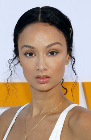 Draya Michele at the Los Angeles premiere of 'I Feel Pretty' held at the Regency Village Theatre in Westwood, USA on April 17, 2018.のeditorial素材