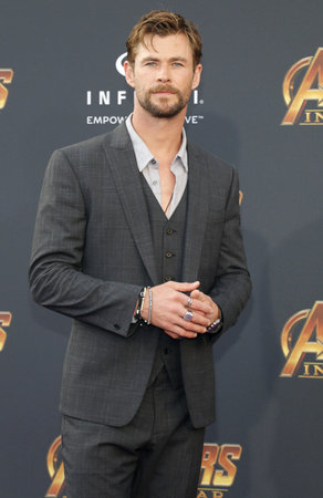 Chris Hemsworth at the premiere of Disney and Marvel's 'Avengers: Infinity War' held at the El Capitan Theatre in Hollywood, USA on April 23, 2018.のeditorial素材