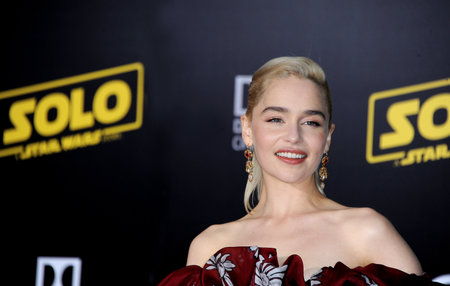 Emilia Clarke at the premiere of Disney Pictures and Lucasfilm's 'Solo: A Star Wars Story' held at the El Capitan Theatre in Hollywood, USA on May 10, 2018.のeditorial素材