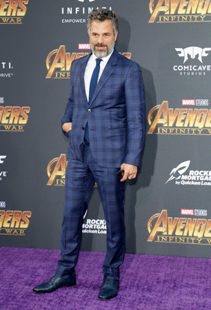 Mark Ruffalo at the premiere of Disney and Marvel's 'Avengers: Infinity War' held at the El Capitan Theatre in Hollywood, USA on April 23, 2018.のeditorial素材