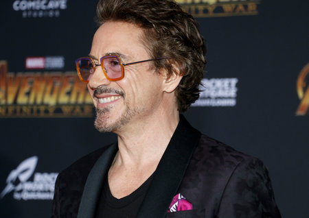 Robert Downey Jr. at the premiere of Disney and Marvel's 'Avengers: Infinity War' held at the El Capitan Theatre in Hollywood, USA on April 23, 2018.のeditorial素材