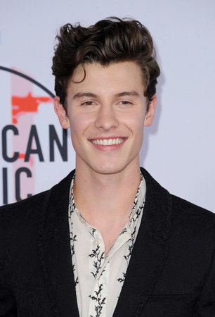 Shawn Mendes at the 2018 American Music Awards held at the Microsoft Theater in Los Angeles, USA on October 9, 2018.のeditorial素材