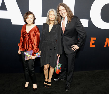 Weird Al Yankovic, Suzanne Yankovic and Nina Yankovic at the Los Angeles premiere of 'Halloween' held at the TCL Chinese Theatre in Hollywood, USA on October 17, 2018.のeditorial素材