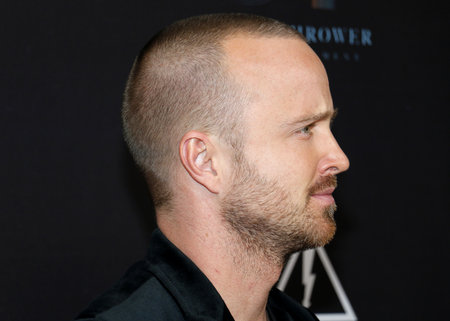 Aaron Paul at the Los Angeles premiere of 'Welcome Home' held at the London Hotel in West Hollywood, USA on November 4, 2018.のeditorial素材